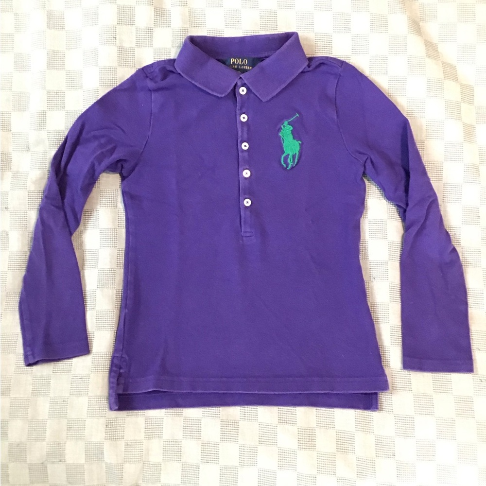 Polo Ralph Lauren Boys Purple Long Sleeve Polo Shirt Size 7